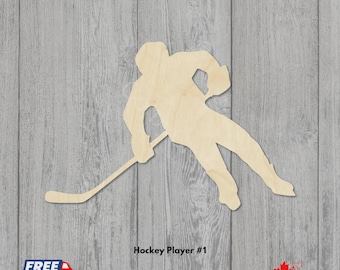 Hockey Player Laser Cut | Unfinished Baltic Birch Cutouts | Laser Cut Hockey Player Shapes in Multiple Sizes for Signs and Crafts