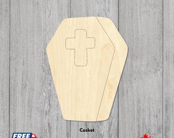 Coffin Wooden Cutouts | Laser Cut Blanks | Casket Silhouettes in Various Sizes for Crafts