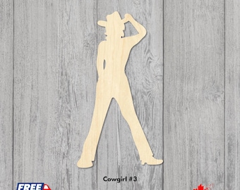 Laser Cut Cowgirl Silhouette | Unfinished Baltic Birch Wood Craft