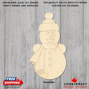 Wooden Snowman Cutouts | Laser Cut Baltic Birch | Unfinished Winter Decor for Crafts and Signs