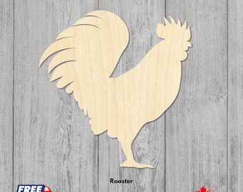 Wooden Rooster Craft Blanks | Laser Cut Baltic Birch Rooster Cutouts | Unfinished Farm Animal for DIY Projects