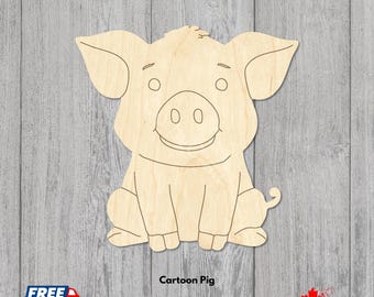 Laser Cut Baltic Birch Pig | Unfinished Wood Craft Blank