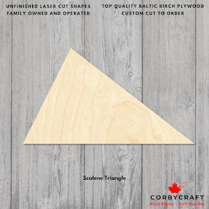 Ébauches en bois triangulaires scalènes | Contreplaqué de bouleau de la Baltique découpé au laser | Découpes d'artisanat et de décoration de différentes tailles | Ebauches géométriques pour bricolage