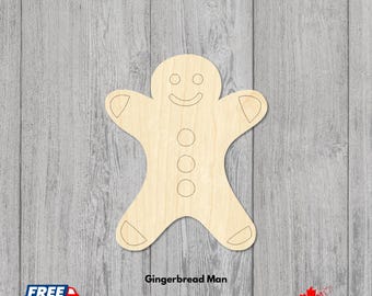 Gingerbread Man Wooden Cutouts | Laser Cut Blanks | Gingerbread Boy Silhouettes in Various Sizes