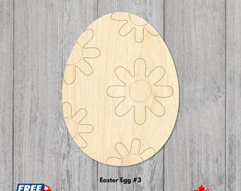 Wooden Easter #3 | Laser Cut Easter Egg Cutouts | Unfinished Spring Holiday Shapes for DIY Projects