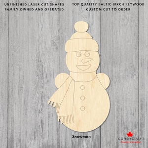 Wooden Snowman Cutouts | Laser Cut Baltic Birch | Unfinished Winter Decor for Crafts and Signs