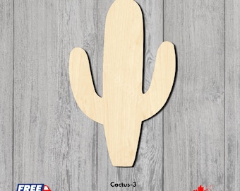 Laser Cut Cactus Shape - Unfinished Baltic Birch Wood Craft Supply