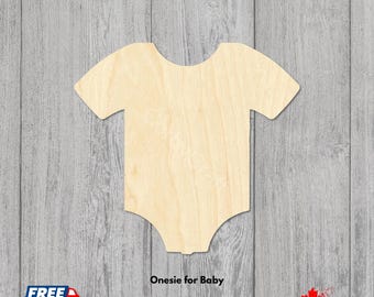 Baby Onesie Craft Blank | Laser Cut Baltic Birch Onesie | Unfinished Wood Onesie for DIY Nursery Projects