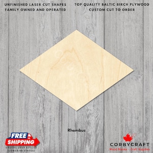 Rhombus Baltic Birch Wood Blanks: Laser Cut Geometric Shapes