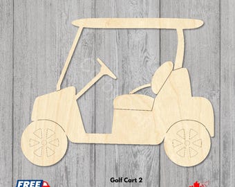 Golf Cart #2 Wooden Craft Blanks | Baltic Birch Plywood Cutouts | Laser Cut Shapes for Signs