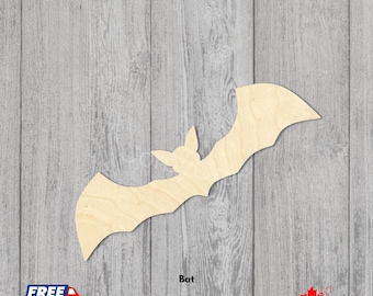 Bat Laser Cut Wood | Unfinished Halloween Bat Blanks | Craft and Sign Cutouts in Multiple Sizes