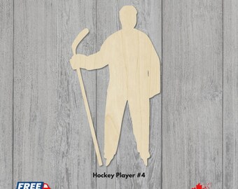 Hockey Player Laser Cut Wood | Unfinished Baltic Birch Blanks | Craft and Sign Cutouts in Multiple Sizes