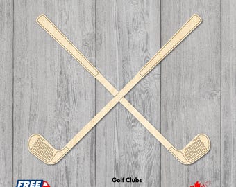 Golf Clubs Wooden Craft Blanks | Laser Cut Baltic Birch Plywood | Unfinished Cutouts for DIY | Sports Decor for Signs and Crafts