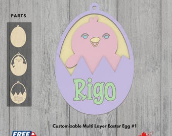 3D Layered Easter Egg Craft Kit #5 – Unfinished Birch Wood DIY