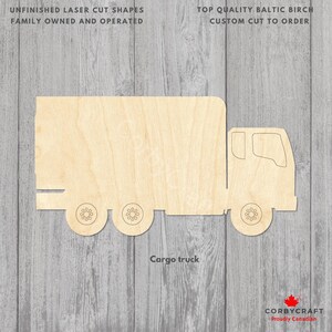 Découpe laser pour camion cargo | Découpes de bouleau de la Baltique non finies | Ebauches d'artisanat de véhicule en plusieurs tailles | Symboles de véhicules pour travaux manuels et décoration