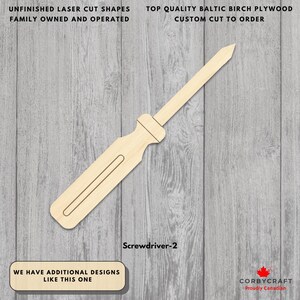 Tournevis pour créations artisanales en bois n° 2 | Bouleau de la Baltique découpé au laser | Découpes d'outils non finis pour projets de bricolage | Découpes pour créations d'outils en plusieurs tailles
