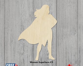 Laser Cut Female Superhero Wood Shape | Baltic Birch Comic Craft Blank