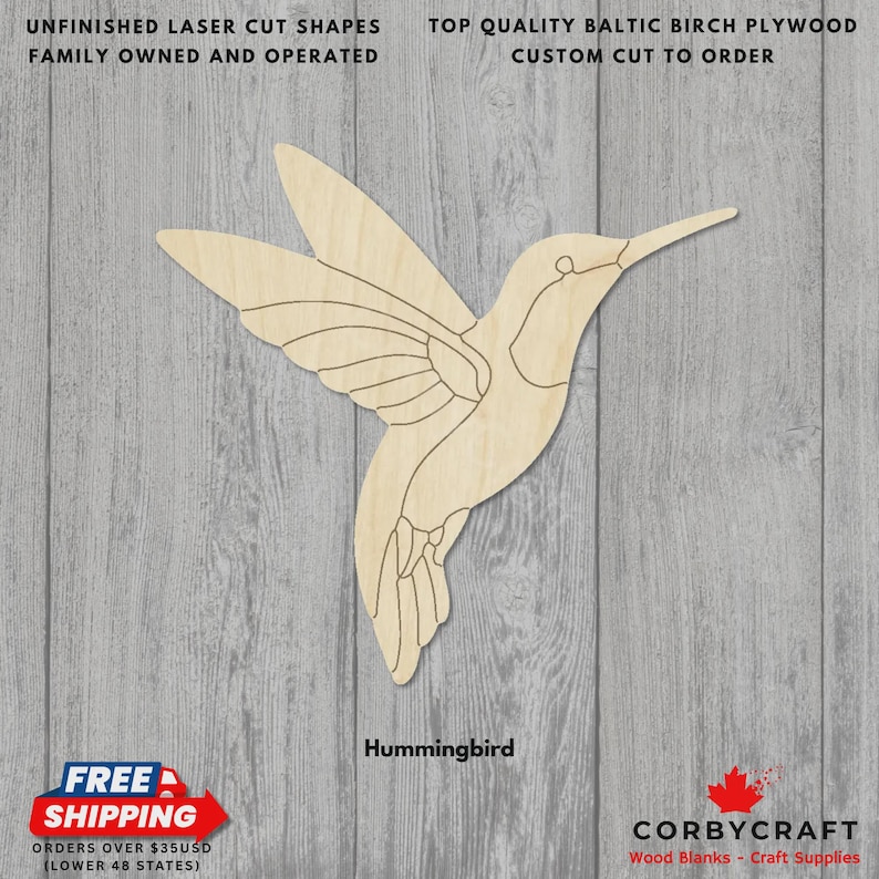 Hummingbird Wooden Cutouts | Baltic Birch Laser Cut Blanks ...