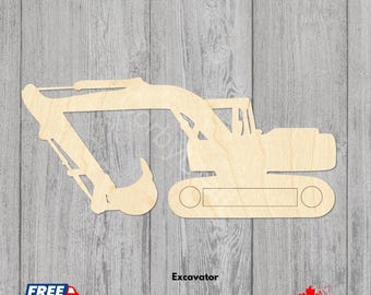 Wooden Excavator Shape | Laser Cut Baltic Birch, DIY Decor