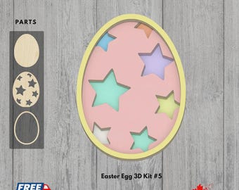 3D Layered Easter Egg Craft Kit #5 – Unfinished Birch Wood DIY