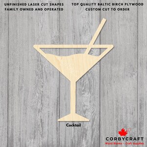 Créations artisanales en bois à cocktail | Contreplaqué de bouleau de la Baltique découpé au laser | Découpes pour décoration de bar de différentes tailles