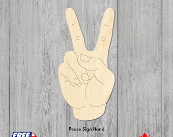 Peace Sign Hand Laser Cut |  Laser Cut Peace Gesture in Multiple Sizes for Signs and Crafts