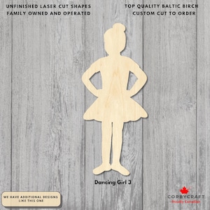 Dancing Girl Laser Cut #3  | Unfinished Baltic Birch Plywood Ballerina Cutouts | Craft Blanks in Multiple Sizes