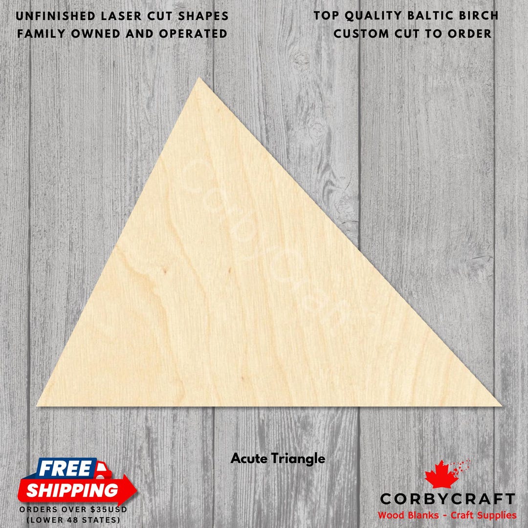 Unfinish Triangle Pattern Acute Triangle Wooden Craft Blanks | Laser Cut Baltic Birch ...