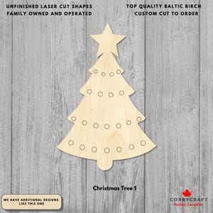Découpes en bois pour sapin de Noël | Contreplaqué de bouleau de la Baltique découpé au laser | Découpes d'artisanat des fêtes de différentes tailles