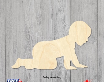 Laser Cut Baltic Birch Crawling Baby Wood Cutout | Craft Blank