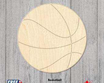 Wooden Basketball Cutouts | Laser Cut Baltic Birch | Unfinished Sports Decor for Crafts and Signs