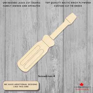 Tournevis pour créations artisanales en bois n° 4 | Bouleau de la Baltique découpé au laser | Découpes d'outils non finis pour projets de bricolage | Découpes pour créations d'outils en plusieurs tailles