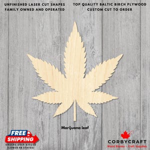 Hoja de marihuana de abedul báltico cortada con láser / Madera sin acabado para manualidades y proyectos de bricolaje
