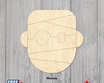 Laser Cut Mummy Head | Baltic Birch Wood Craft Blank