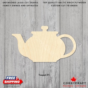 Laser Cut Teapot #1 | Unfinished Baltic Birch Wood Shape
