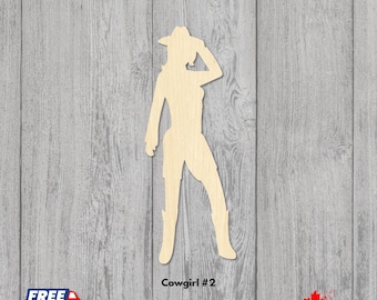 Laser Cut Cowgirl Shape | Unfinished Wood Cowgirl | Blank Cutouts for Western Decor and Crafts