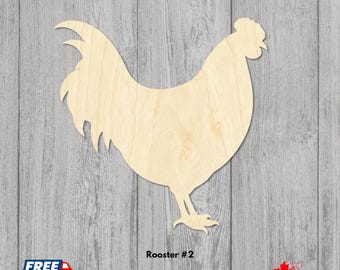 Rooster Wooden Cutouts | Baltic Birch Laser Cut Blanks | Rooster Silhouettes in Various Sizes for Crafts