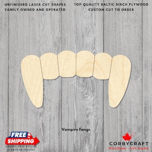 Laser Cut Baltic Birch Vampire Fangs | Halloween DIY Craft Blanks