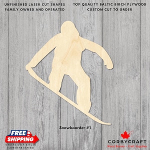 Laser Cut Snowboarder Silhouette | Unfinished Baltic Birch Wood Cutout