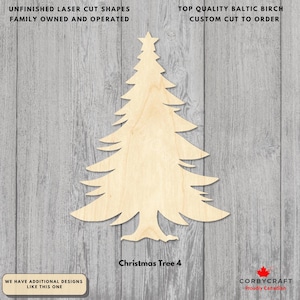 Découpes en bois pour sapin de Noël n°4 | Contreplaqué de bouleau de la Baltique découpé au laser | Découpes d'artisanat des fêtes de différentes tailles