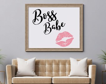 Boss Babe Lippen bedruckbar, girly Büro Dekor (digitaler Download)