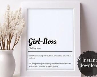 Girl-Boss Definition Kunstdruck, feministische Ermächtigung (digitaler Download)