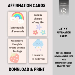 32 Printable Children's Positive Affirmation Cards, Digital Download, Encouragement For Kids, Positive Affirmations, Mindfulness For Kids
