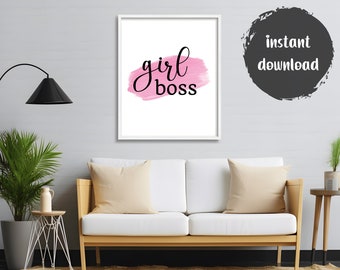 Girl Boss Kunstdruck, weibliches Zimmer Dekor (Digitaler Download)