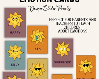 Emotion Karteikarten, Karte zum Ausdrucken, Montessori Lernen (Digitaler Download)