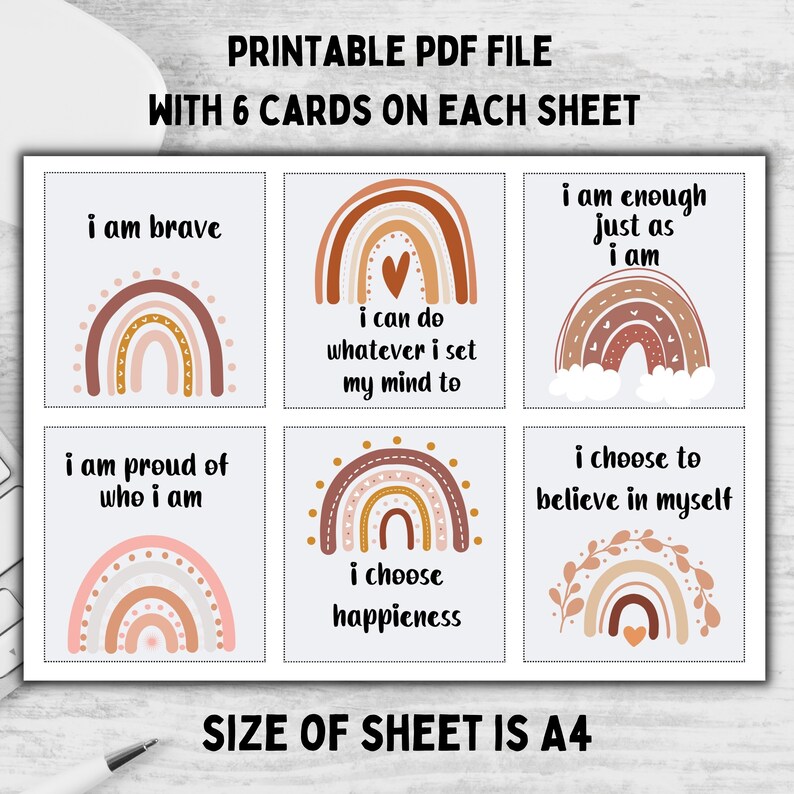 Printable Positive Affirmation Cards for Kids, Self Love, Encouragement ...