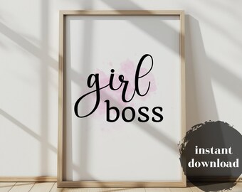 Girl Boss Kunstdruck, weibliches Zimmer Dekor (Digitaler Download)
