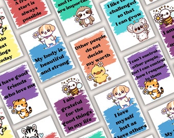 Ausdruckbare positive Affirmationskarten, Achtsamkeit für Kinder (Digitaler Download)