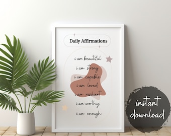 Affirmation Kunstdruck, Boho Dekor (Digitaler Download)