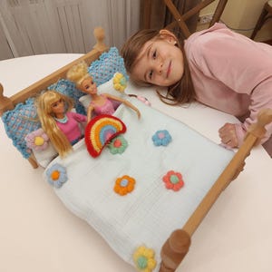 Doll Bedding Set, 1:6 Scale  Duvet for 12 inch Fashion Dolls, Dollhouse Furniture Accesories, Christmas Gift, 1/6 Scale Pillow and Blanket
